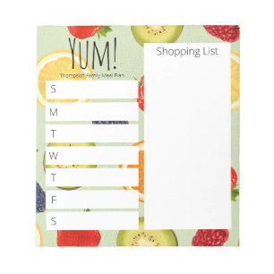 Yum! Personalized Family Menu Planning Notepad