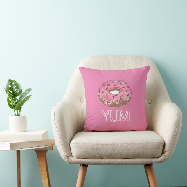 YUM Pink Doughnut Doughnut Sprinkles Junk Food Pas Cushion (Chair)