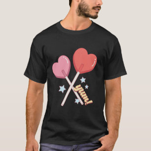 Yum Sweet Candy Heart Lollipop Retro Groovy Valent T-Shirt