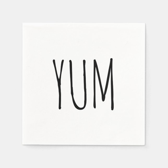 YUM Text On White Napkin (Front)