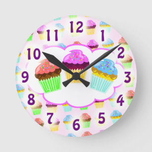 Yum Yum Cupcake Time Round Clock