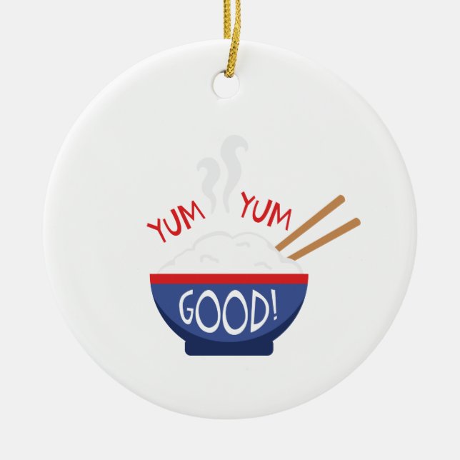 Yum Yum Good Ceramic Ornament (Front)