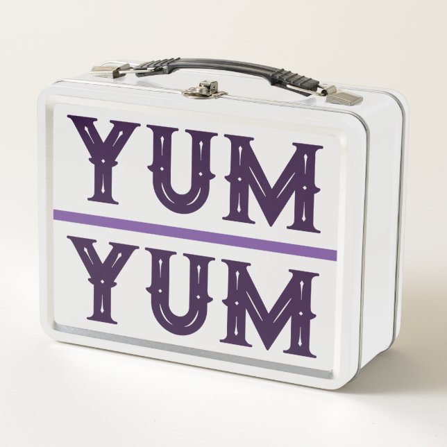 YUM YUM Lunch Box - Purple Font (Front)
