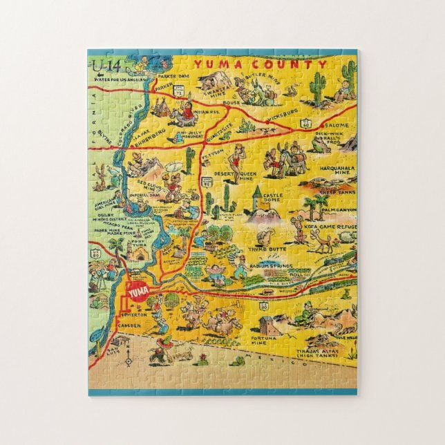 Yuma Arizona 11x14 Map Jigsaw Puzzle (Vertical)