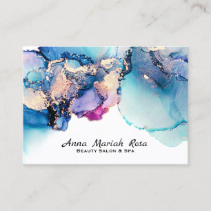 *~* Yummy Abstract Bold Turquoise Teal Gold Gilded Business Card