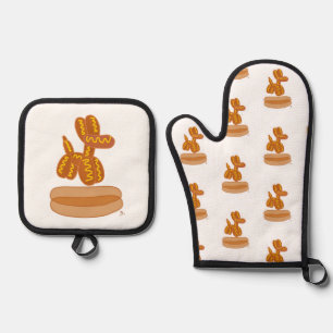 Yummy Balloon Hot Dog Funny Cartoon Oven Mitt & Pot Holder Set
