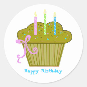 Yummy Birthday Cupcake Classic Round Sticker