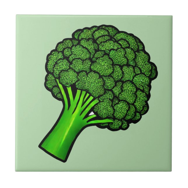 Yummy Broccoli Ceramic Tile (Front)