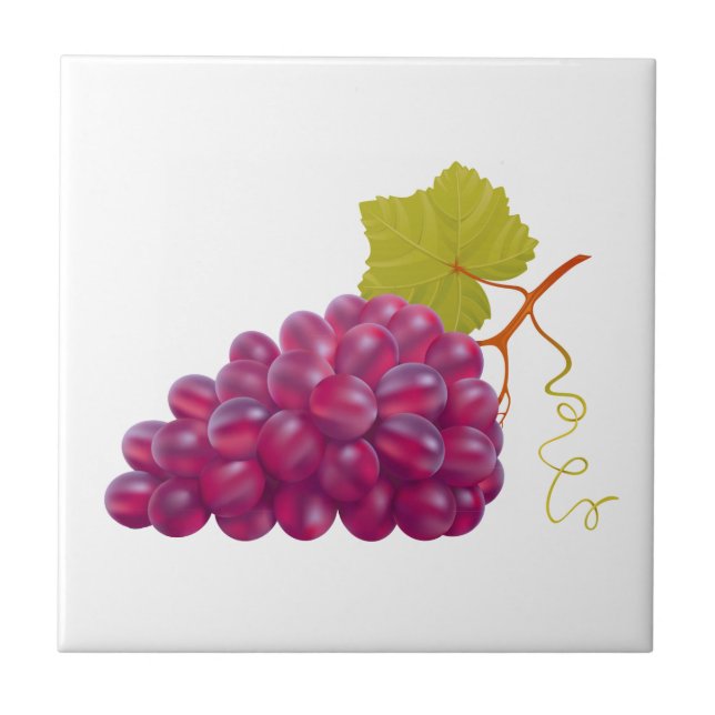 Yummy Bunch Of Red Grapes Ceramic Tile (Front)