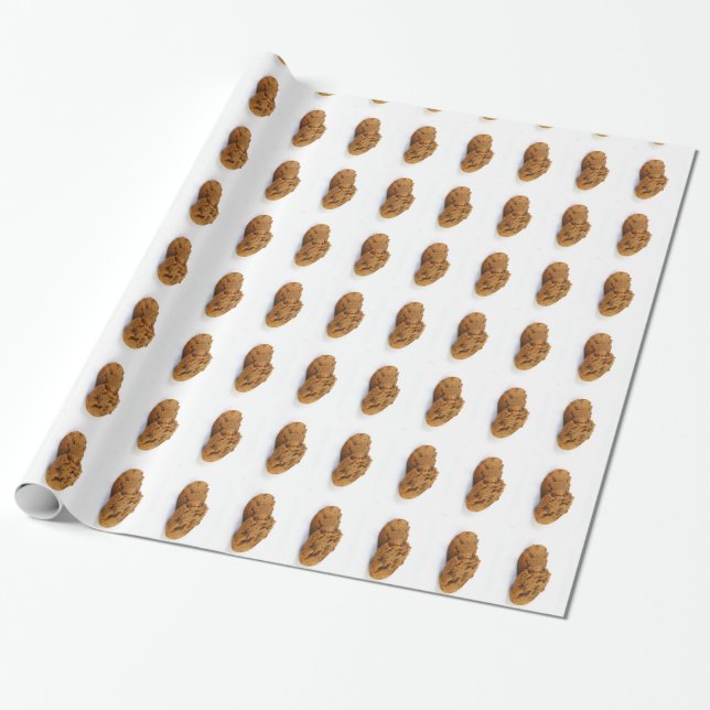 Yummy chocolate chip cookies pattern gift wrap (Unrolled)
