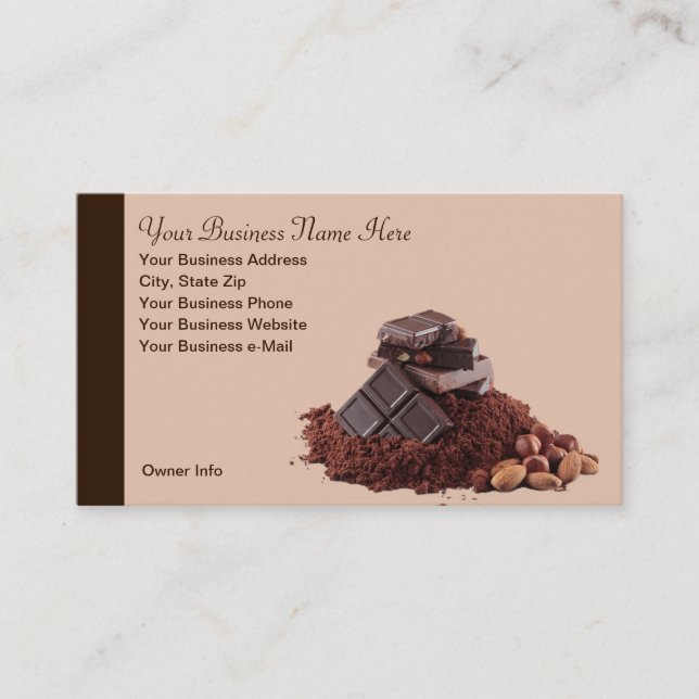 Yummy Chocolate Theme Professional Business Card (Front)