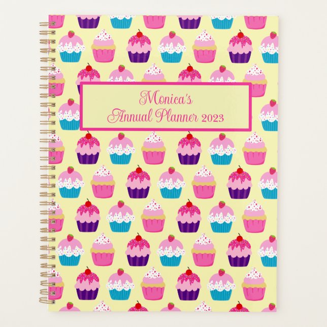 Yummy Colourful Cupcakes Patterned  Planner (Front)