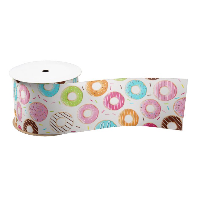 Yummy colourful sprinkles doughnuts toppings satin ribbon (Spool)