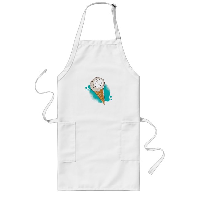 Yummy Cookie Ice Cream with Chocolate Long Apron (Front)