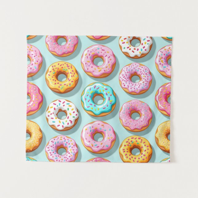 Yummy cream donuts blue tapestry (Front (Horizontal))