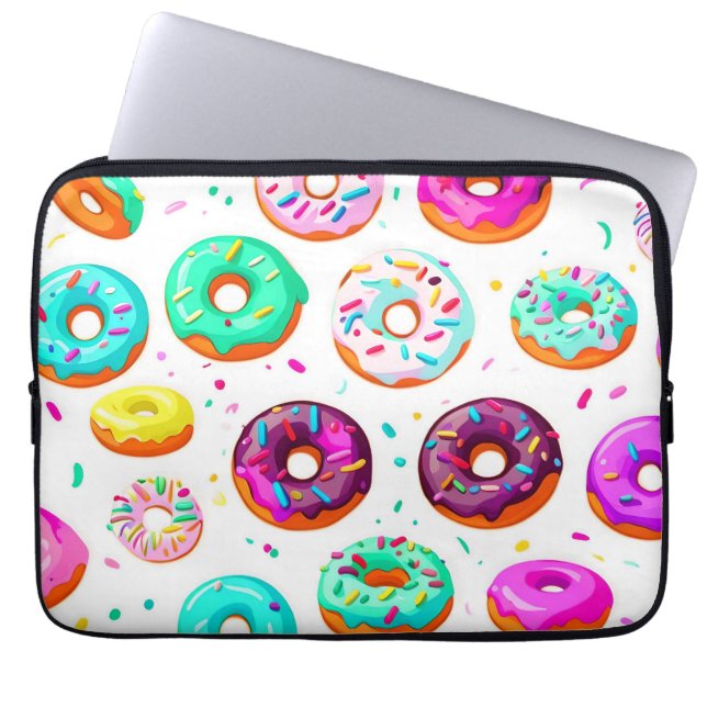 Yummy cream doughnuts pattern laptop sleeve (Front)