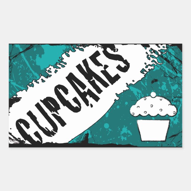 yummy crumbs cupcakes rectangular sticker (Front)
