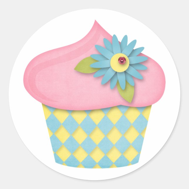 yummy cupcake classic round sticker (Front)