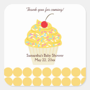 YUMMY CUPCAKE (Yellow) SQUARE Favour Sticker