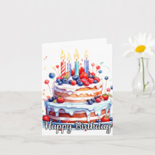 Yummy Delicious Fruity Birthday Cake Card