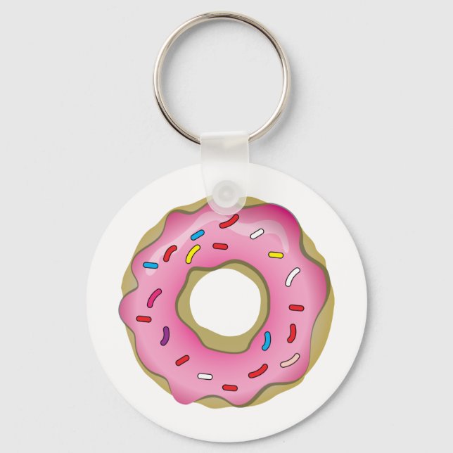 Yummy Doughnut with Icing and Sprinkles Key Ring (Front)