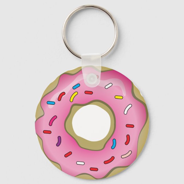 Yummy Doughnut with Icing and Sprinkles Key Ring (Front)