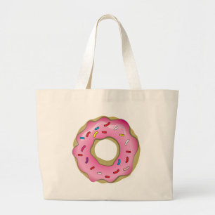 Yummy Doughnut with Icing and Sprinkles Large Tote Bag
