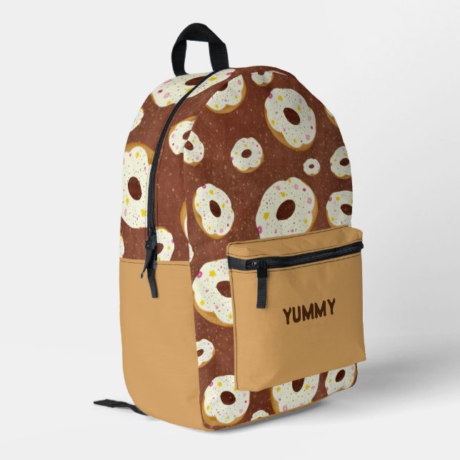 Yummy doughnuts printed backpack (Back Corner Left)
