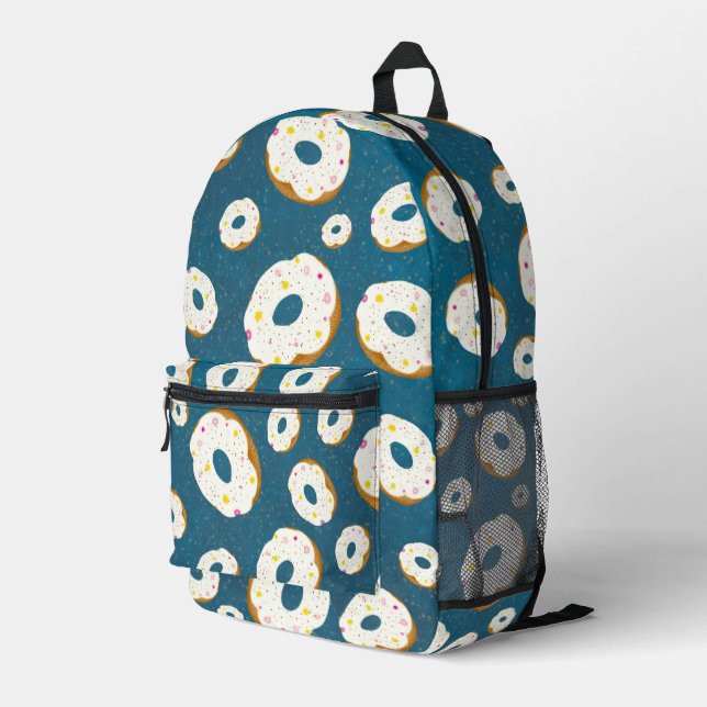 Yummy doughnuts printed backpack (Back Corner Right)