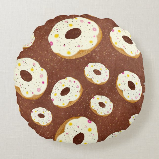 Yummy doughnuts round cushion (Front)