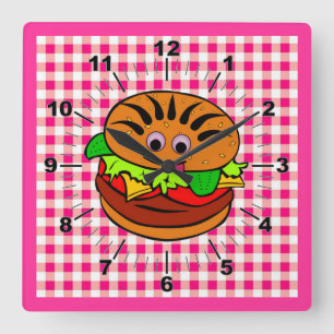 Yummy Hamburger Wall Clock