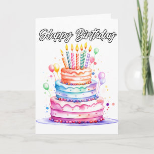 Yummy Happy Birthday Party Cake Card