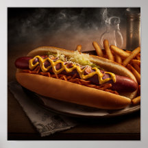 Yummy Hot Dog  Kitchen Wall Art