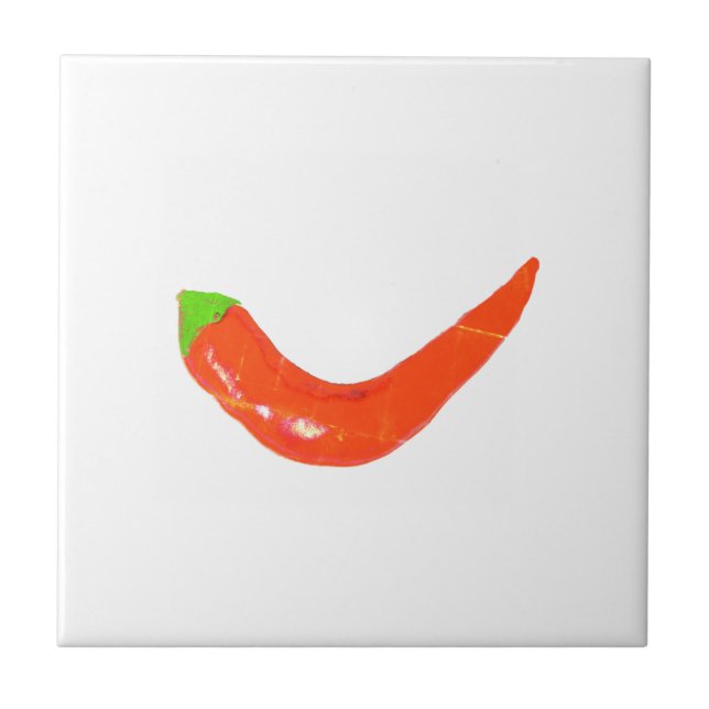 Yummy Hot Funky Red Chilli Pepper Spicy Ceramic Tile (Front)