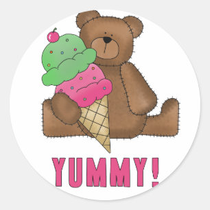 Yummy Ice Cream Bear Classic Round Sticker