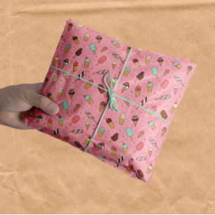 Yummy Ice Cream Pattern   Strawberry Pink Tissue Paper