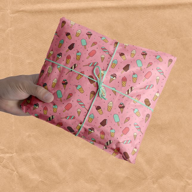 Yummy Ice Cream Pattern | Strawberry Pink Tissue Paper (Creator Uploaded)