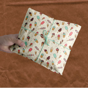 Yummy Ice Cream Pattern Vanilla Cream Tissue Paper