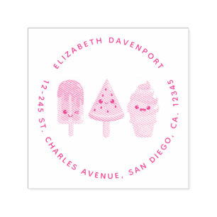 Yummy Ice Cream Trio Summer Vibe Address Self-inking Stamp