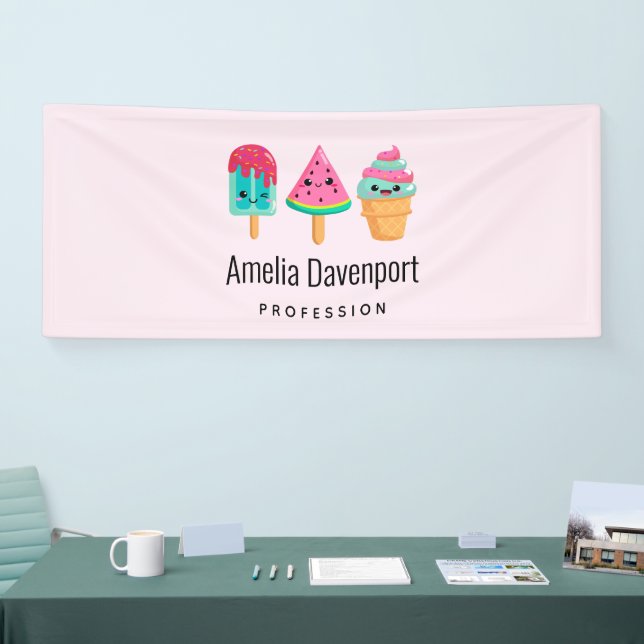 Yummy Ice Cream Trio Summer Vibe Business Banner (Tradeshow)