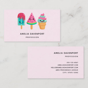Yummy Ice Cream Trio Summer Vibe Business Card