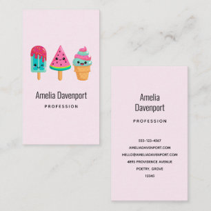 Yummy Ice Cream Trio Summer Vibe Business Card