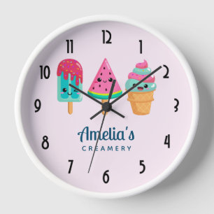 Yummy Ice Cream Trio Summer Vibe Business Clock