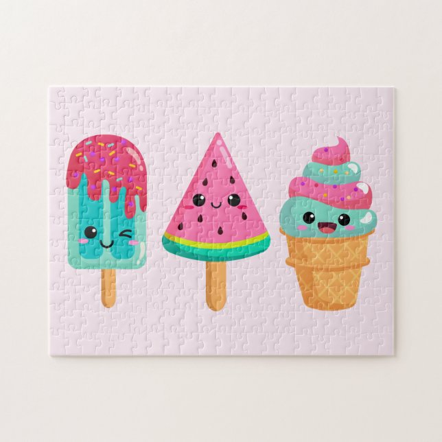 Yummy Ice Cream Trio Summer Vibe Jigsaw Puzzle (Horizontal)