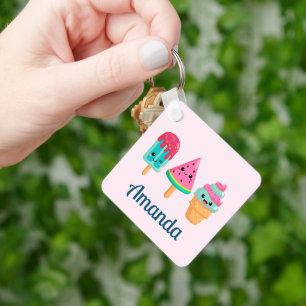 Yummy Ice Cream Trio Summer Vibe Key Ring