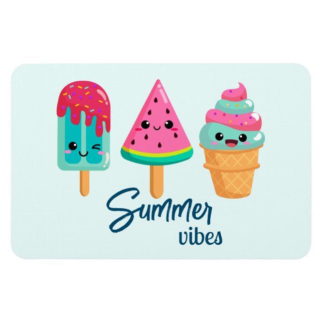 Yummy Ice Cream Trio Summer Vibe Magnet (Horizontal)