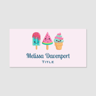 Yummy Ice Cream Trio Summer Vibe Name Tag