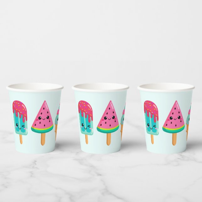 Yummy Ice Cream Trio Summer Vibe Paper Cups (Multi)