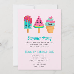 Yummy Ice Cream Trio Summer Vibe Party Invitation