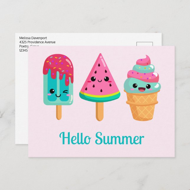 Yummy Ice Cream Trio Summer Vibe Postcard (Front/Back)